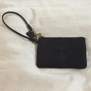 Coach black fabric wristlet w/gift box